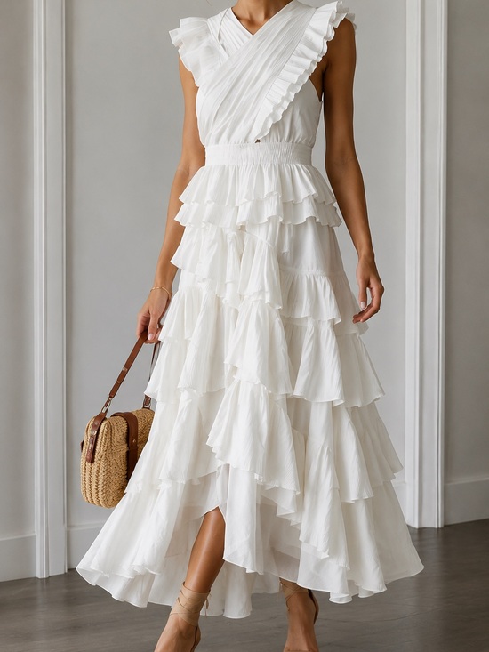 Ulla Johnson Dresses & Skirts - Ulla Johnson Aurore White Tiered Ruffle Cotton Maxi Dress Size 2
